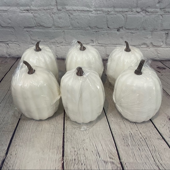 Holiday Set Of 6 4 White Craft Pumpkins Poshmark